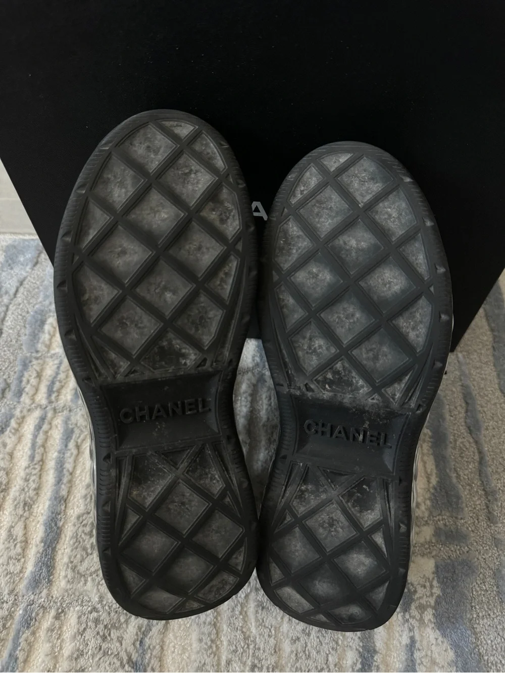 Chanel Black Velvet & Suede Sneakers CC Logo and Clear Quilted Heel